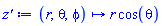 proc (r, theta, phi) options operator, arrow, function_assign; Physics:-`*`(r, cos(theta)) end proc