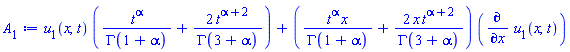u[1](x, t)*(t^alpha/GAMMA(1+alpha)+2*t^(alpha+2)/GAMMA(3+alpha))+(t^alpha*x/GAMMA(1+alpha)+2*x*t^(alpha+2)/GAMMA(3+alpha))*(diff(u[1](x, t), x))