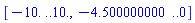 [-10. .. 10., -4.500000000 .. 0]