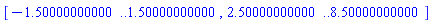 [-1.50000000000 .. 1.50000000000, 2.50000000000 .. 8.50000000000]