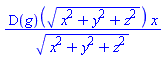 (D(g))((x^2+y^2+z^2)^(1/2))*x/(x^2+y^2+z^2)^(1/2)