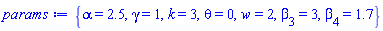 {alpha = 2.5, gamma = 1, k = 3, theta = 0, w = 2, beta[3] = 3, beta[4] = 1.7}
