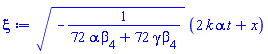 (-1/(72*alpha*beta[4]+72*gamma*beta[4]))^(1/2)*(2*alpha*k*t+x)