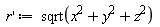 diff(r(x), x) := sqrt(x^2+y^2+z^2)