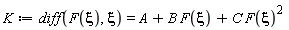 K := diff(F(xi), xi) = A+B*F(xi)+C*F(xi)^2