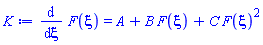 diff(F(xi), xi) = A+B*F(xi)+C*F(xi)^2