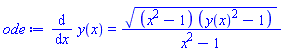 diff(y(x), x) = ((x^2-1)*(y(x)^2-1))^(1/2)/(x^2-1)