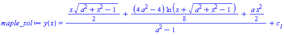 y(x) = ((1/2)*x*(a^2+x^2-1)^(1/2)+(1/8)*(4*a^2-4)*ln(x+(a^2+x^2-1)^(1/2))+(1/2)*a*x^2)/(a^2-1)+c__1