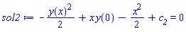 -(1/2)*y(x)^2+x*y(0)-(1/2)*x^2+c__2 = 0