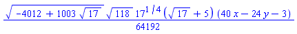 (1/64192)*(-4012+1003*17^(1/2))^(1/2)*118^(1/2)*17^(1/4)*(17^(1/2)+5)*(40*x-24*y-3)