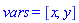 vars = [x, y]
