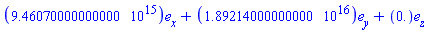 Vector[column]([[0.946070000000000e16], [0.189214000000000e17], [0.]], ["x", "y", "z"])