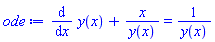 diff(y(x), x)+x/y(x) = 1/y(x)