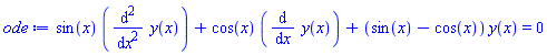 sin(x)*(diff(diff(y(x), x), x))+cos(x)*(diff(y(x), x))+(sin(x)-cos(x))*y(x) = 0