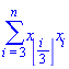 sum(x[floor((1/3)*i)]*x[i], i = 3 .. n)