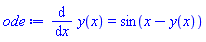 diff(y(x), x) = sin(x-y(x))