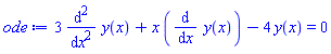 3*(diff(diff(y(x), x), x))+x*(diff(y(x), x))-4*y(x) = 0