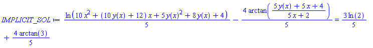 (1/5)*ln(10*x^2+(10*y(x)+12)*x+5*y(x)^2+8*y(x)+4)-(4/5)*arctan((5*y(x)+5*x+4)/(5*x+2)) = (3/5)*ln(2)+(4/5)*arctan(3)