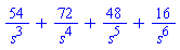 54/s^3+72/s^4+48/s^5+16/s^6