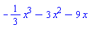 -(1/3)*x^3-3*x^2-9*x