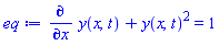 diff(y(x, t), x)+y(x, t)^2 = 1