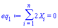 sum(2*X[i], i = 1 .. n) = 0