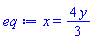 x = (4/3)*y