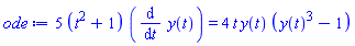 5*(t^2+1)*(diff(y(t), t)) = 4*t*y(t)*(y(t)^3-1)