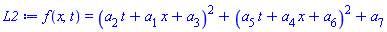 f(x, t) = (t*a[2]+x*a[1]+a[3])^2+(t*a[5]+x*a[4]+a[6])^2+a[7]