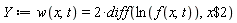 Y := w(x, t) = 2*(diff(ln(f(x, t)), `$`(x, 2)))