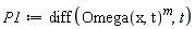 P1 := diff(Omega(x, t)^m, t)