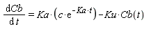 diff(Cb(t), t) = Ka*c*exp(-Ka*t)-Ku*Cb(t)
