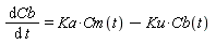 diff(Cb(t), t) = Ka*Cm(t)-Ku*Cb(t)