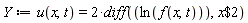 Y := u(x, t) = 2*(diff(ln(f(x, t)), `$`(x, 2)))
