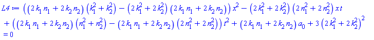 ((2*k[1]*n[1]+2*k[2]*n[2])*(k[1]^2+k[2]^2)-(2*k[1]^2+2*k[2]^2)*(2*k[1]*n[1]+2*k[2]*n[2]))*x^2-(2*k[1]^2+2*k[2]^2)*(2*n[1]^2+2*n[2]^2)*x*t+((2*k[1]*n[1]+2*k[2]*n[2])*(n[1]^2+n[2]^2)-(2*k[1]*n[1]+2*k[2]*n[2])*(2*n[1]^2+2*n[2]^2))*t^2+(2*k[1]*n[1]+2*k[2]*n[2])*a[0]+3*(2*k[1]^2+2*k[2]^2)^2 = 0