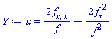u(x, t) = 2*(diff(diff(f(x, t), x), x))/f(x, t)-2*(diff(f(x, t), x))^2/f(x, t)^2