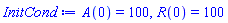 A(0) = 100, R(0) = 100