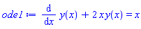 diff(y(x), x)+2*x*y(x) = x