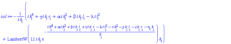 -(t*k[i]^4+gamma*t*k[i]*r[i]+alpha*t*k[i]^2+beta*t*k[i]*l[i]-lambda*t*l[i]^2+LambertW(12*t*k[i]*exp(-(t*k[i]^4+alpha*t*k[i]^2+beta*t*k[i]*l[i]+gamma*t*k[i]*r[i]-lambda*t*l[i]^2-x*k[i]^2-y*k[i]*l[i]-z*k[i]*r[i]-eta[i]*k[i])/k[i]))*k[i])/(t*k[i])