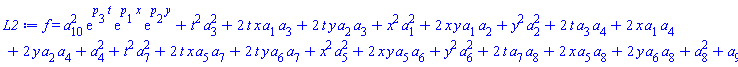 f(x, y, t) = a[10]^2*exp(p[3]*t)*exp(p[1]*x)*exp(p[2]*y)+t^2*a[3]^2+2*t*x*a[1]*a[3]+2*t*y*a[2]*a[3]+x^2*a[1]^2+2*x*y*a[1]*a[2]+y^2*a[2]^2+2*t*a[3]*a[4]+2*x*a[1]*a[4]+2*y*a[2]*a[4]+a[4]^2+t^2*a[7]^2+2*t*x*a[5]*a[7]+2*t*y*a[6]*a[7]+x^2*a[5]^2+2*x*y*a[5]*a[6]+y^2*a[6]^2+2*t*a[7]*a[8]+2*x*a[5]*a[8]+2*y*a[6]*a[8]+a[8]^2+a[9]