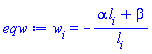 w[i] = -(alpha*l[i]+beta)/l[i]