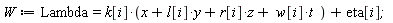 W := Lambda = k[i]*(t*w[i]+y*l[i]+z*r[i]+x)+eta[i]