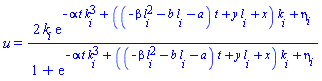 u(x, y, t) = 2*k[i]*exp(-alpha*t*k[i]^3+((-beta*l[i]^2-b*l[i]-a)*t+y*l[i]+x)*k[i]+eta[i])/(1+exp(-alpha*t*k[i]^3+((-beta*l[i]^2-b*l[i]-a)*t+y*l[i]+x)*k[i]+eta[i]))