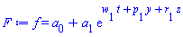 f(x, y, z, t) = a[0]+a[1]*exp(t*w[1]+y*p[1]+z*r[1])