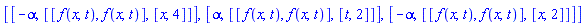 [[-alpha, [[f(x, t), f(x, t)], [x, 4]]], [alpha, [[f(x, t), f(x, t)], [t, 2]]], [-alpha, [[f(x, t), f(x, t)], [x, 2]]]]