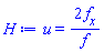 u(x, y, z, t) = 2*(diff(f(x, y, z, t), x))/f(x, y, z, t)
