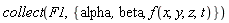 collect(F1, {alpha, beta, f(x, y, z, t)})