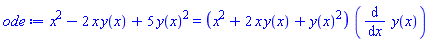 x^2-2*x*y(x)+5*y(x)^2 = (x^2+2*x*y(x)+y(x)^2)*(diff(y(x), x))