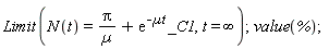 Limit(N(t) = Pi/µ+exp(-µ*t)*_C1, t = infinity); value(%)