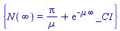 {N(infinity) = Pi/Âµ+exp(-Âµ*infinity)*_C1}